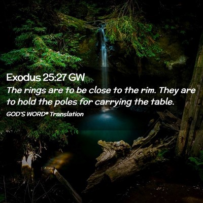 Picture 02 - Exodus 25:27 GW - The rings are to be close to the rim. They are to - Bible Verse Picture