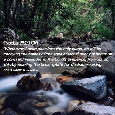 Picture 02 - Exodus 28:29 GW - “Whenever Aaron goes into the holy place, he - Bible Verse Picture