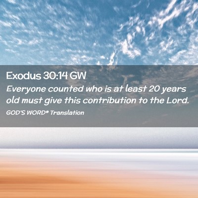 Picture 02 - Exodus 30:14 GW - Everyone counted who is at least 20 years old - Bible Verse Picture