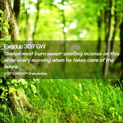 Picture 02 - Exodus 30:7 GW - “Aaron must burn sweet-smelling incense on this - Bible Verse Picture