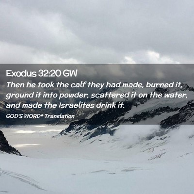 Picture 02 - Exodus 32:20 GW - Then he took the calf they had made, burned it, - Bible Verse Picture