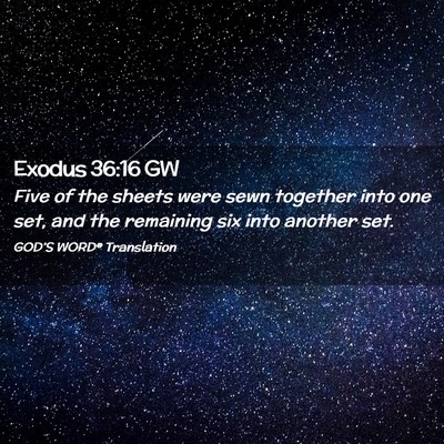 Picture 02 - Exodus 36:16 GW - Five of the sheets were sewn together into one - Bible Verse Picture