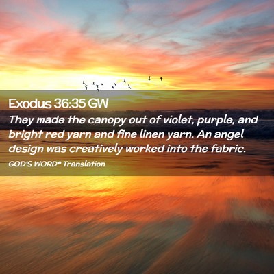 Picture 02 - Exodus 36:35 GW - They made the canopy out of violet, purple, and - Bible Verse Picture