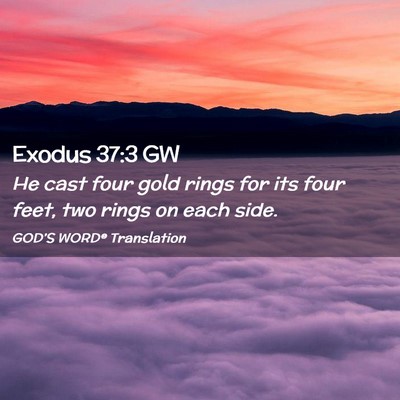 Picture 02 - Exodus 37:3 GW - He cast four gold rings for its four feet, two - Bible Verse Picture