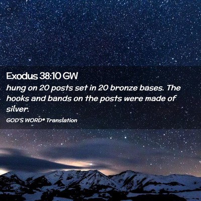 Picture 02 - Exodus 38:10 GW - hung on 20 posts set in 20 bronze bases. The - Bible Verse Picture