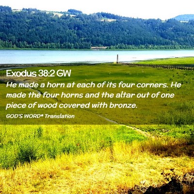 Picture 02 - Exodus 38:2 GW - He made a horn at each of its four corners. He - Bible Verse Picture