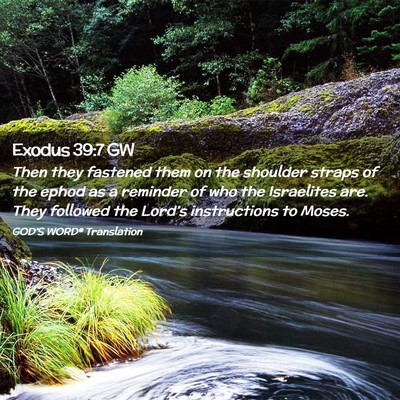 Picture 02 - Exodus 39:7 GW - Then they fastened them on the shoulder straps of - Bible Verse Picture