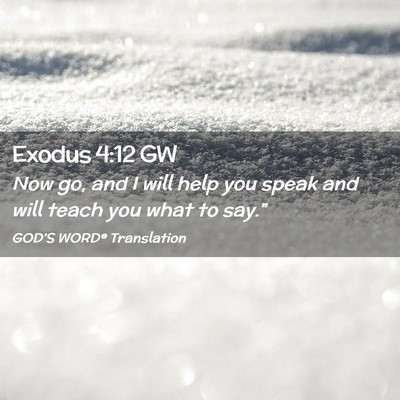 Picture 02 - Exodus 4:12 GW - Now go, and I will help you speak and will teach - Bible Verse Picture