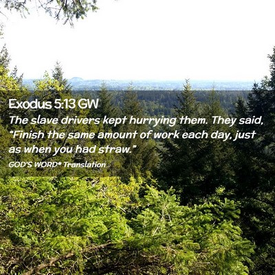 Picture 02 - Exodus 5:13 GW - The slave drivers kept hurrying them. They said, - Bible Verse Picture