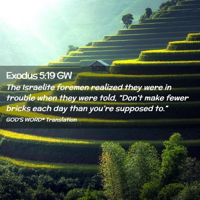 Picture 02 - Exodus 5:19 GW - The Israelite foremen realized they were in - Bible Verse Picture