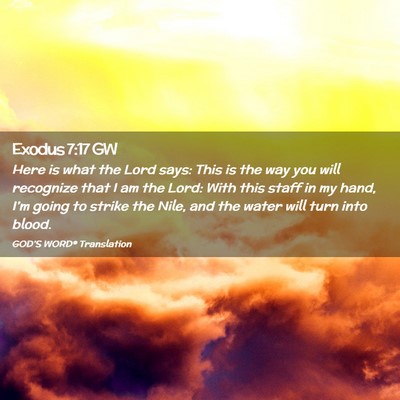 Picture 02 - Exodus 7:17 GW - Here is what the Lord says: This is the way you - Bible Verse Picture
