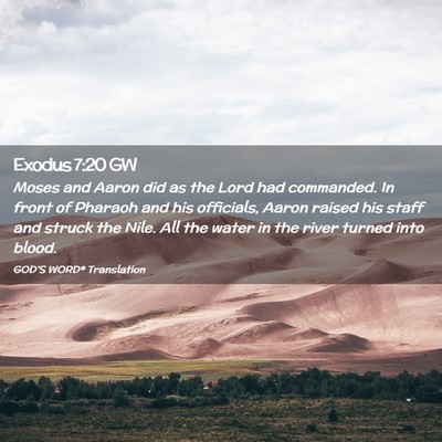 Picture 02 - Exodus 7:20 GW - Moses and Aaron did as the Lord had commanded. In - Bible Verse Picture
