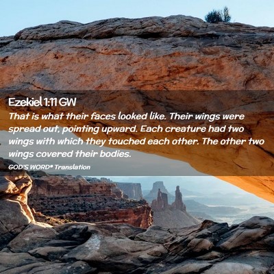 Picture 02 - Ezekiel 1:11 GW - That is what their faces looked like. Their wings - Bible Verse Picture