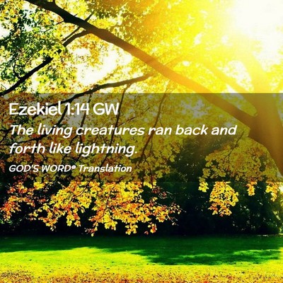 Picture 02 - Ezekiel 1:14 GW - The living creatures ran back and forth like - Bible Verse Picture