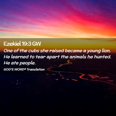 Picture 02 - Ezekiel 19:3 GW - One of the cubs she raised became a young lion. - Bible Verse Picture
