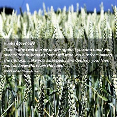 Picture 02 - Ezekiel 25:7 GW - That is why I will use my power against you and - Bible Verse Picture