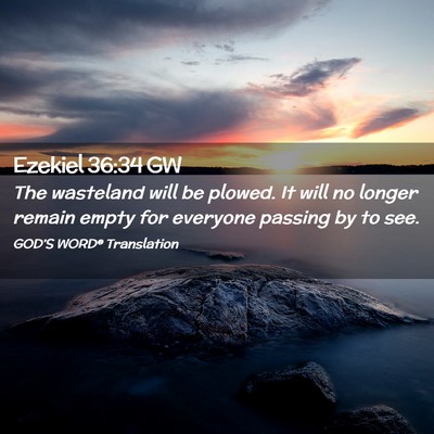 Picture 02 - Ezekiel 36:34 GW - The wasteland will be plowed. It will no longer - Bible Verse Picture