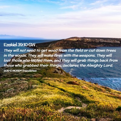 Picture 02 - Ezekiel 39:10 GW - They will not need to get wood from the field or - Bible Verse Picture