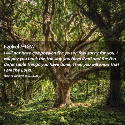 Picture 02 - Ezekiel 7:4 GW - I will not have compassion for you or feel sorry - Bible Verse Picture