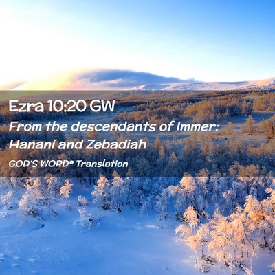 Picture 02 - Ezra 10:20 GW - From the descendants of Immer: Hanani and - Bible Verse Picture