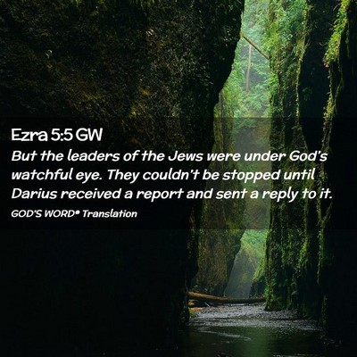 Picture 02 - Ezra 5:5 GW - But the leaders of the Jews were under God’s - Bible Verse Picture