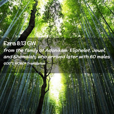 Picture 02 - Ezra 8:13 GW - from the family of Adonikam: Eliphelet, Jeuel, - Bible Verse Picture