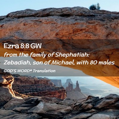 Picture 02 - Ezra 8:8 GW - from the family of Shephatiah: Zebadiah, son of - Bible Verse Picture
