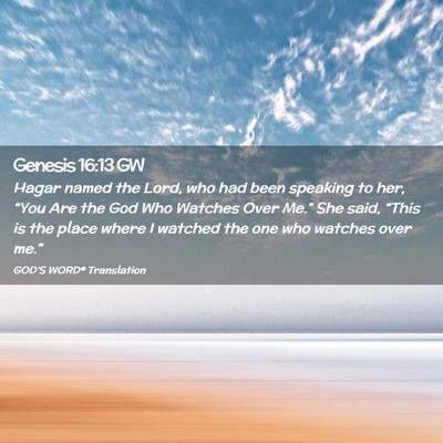 Picture 02 - Genesis 16:13 GW - Hagar named the Lord, who had been speaking to - Bible Verse Picture