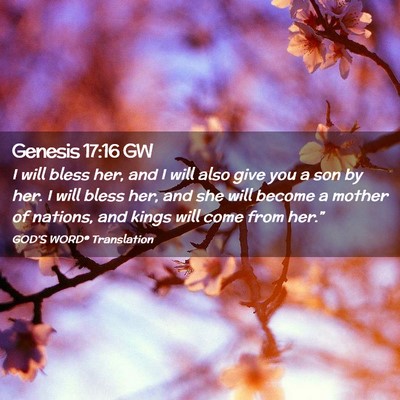 Picture 02 - Genesis 17:16 GW - I will bless her, and I will also give you a son - Bible Verse Picture