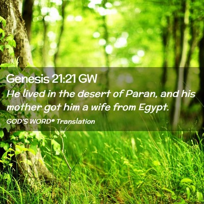 Picture 02 - Genesis 21:21 GW - He lived in the desert of Paran, and his mother - Bible Verse Picture