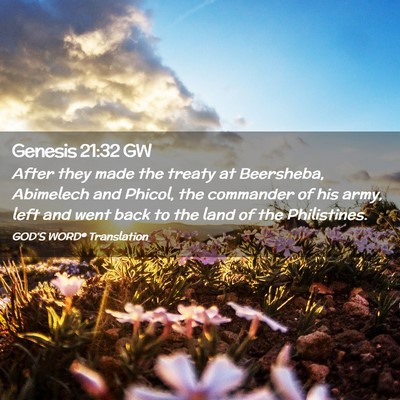 Picture 02 - Genesis 21:32 GW - After they made the treaty at Beersheba, - Bible Verse Picture