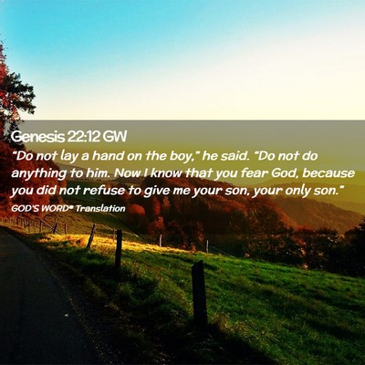 Picture 02 - Genesis 22:12 GW - “Do not lay a hand on the boy,” he said. - Bible Verse Picture
