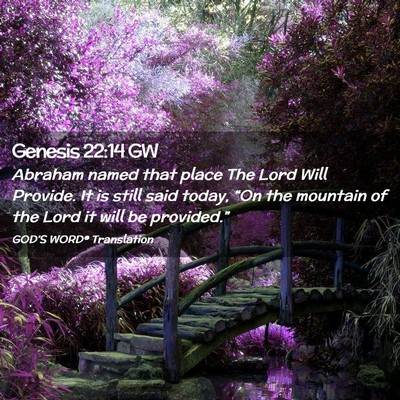 Picture 02 - Genesis 22:14 GW - Abraham named that place The Lord Will Provide. - Bible Verse Picture