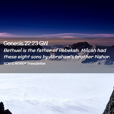 Picture 02 - Genesis 22:23 GW - Bethuel is the father of Rebekah. Milcah had - Bible Verse Picture