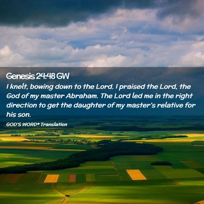 Picture 02 - Genesis 24:48 GW - I knelt, bowing down to the Lord. I praised the - Bible Verse Picture