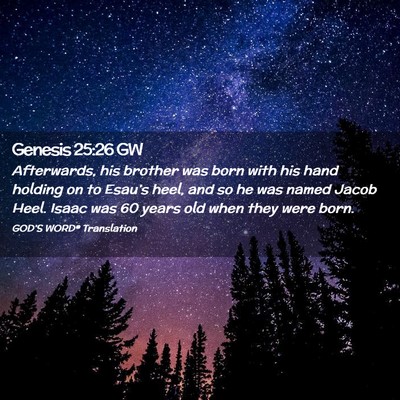 Picture 02 - Genesis 25:26 GW - Afterwards, his brother was born with his hand - Bible Verse Picture