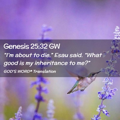 Picture 02 - Genesis 25:32 GW - “I’m about to die.” Esau said. “What good - Bible Verse Picture