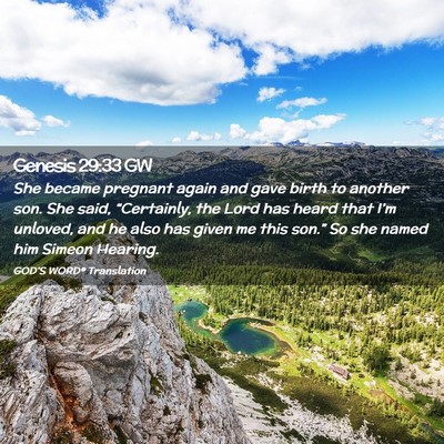 Picture 02 - Genesis 29:33 GW - She became pregnant again and gave birth to - Bible Verse Picture