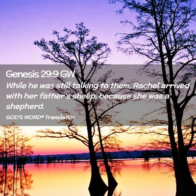 Picture 02 - Genesis 29:9 GW - While he was still talking to them, Rachel - Bible Verse Picture