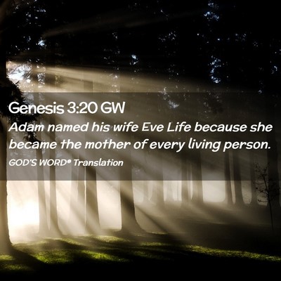 Picture 02 - Genesis 3:20 GW - Adam named his wife Eve Life because she became - Bible Verse Picture