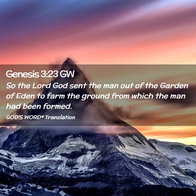 Picture 02 - Genesis 3:23 GW - So the Lord God sent the man out of the Garden of - Bible Verse Picture