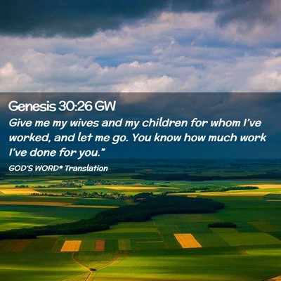 Picture 02 - Genesis 30:26 GW - Give me my wives and my children for whom I’ve - Bible Verse Picture