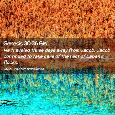 Picture 02 - Genesis 30:36 GW - He traveled three days away from Jacob. Jacob - Bible Verse Picture