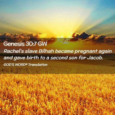 Picture 02 - Genesis 30:7 GW - Rachel’s slave Bilhah became pregnant again and - Bible Verse Picture