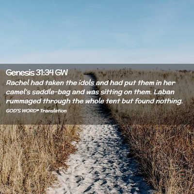 Picture 02 - Genesis 31:34 GW - Rachel had taken the idols and had put them in - Bible Verse Picture