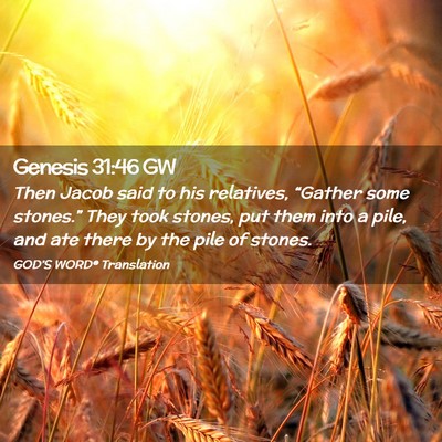 Picture 02 - Genesis 31:46 GW - Then Jacob said to his relatives, “Gather some - Bible Verse Picture