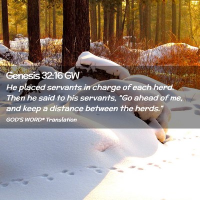 Picture 02 - Genesis 32:16 GW - He placed servants in charge of each herd. Then - Bible Verse Picture