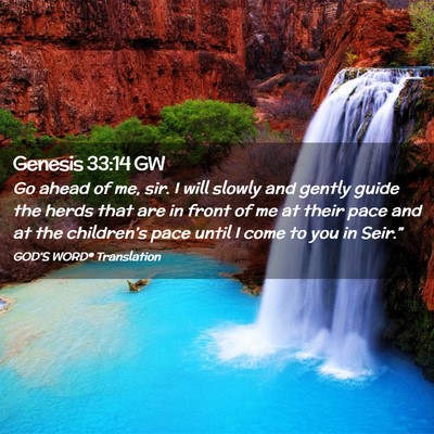Picture 02 - Genesis 33:14 GW - Go ahead of me, sir. I will slowly and gently - Bible Verse Picture