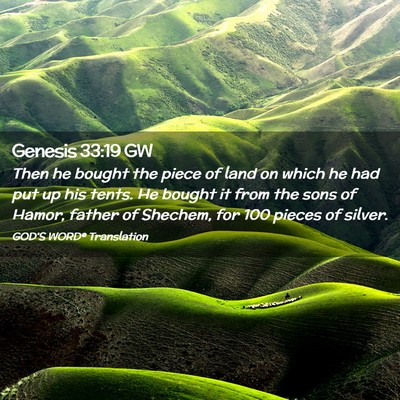 Picture 02 - Genesis 33:19 GW - Then he bought the piece of land on which he had - Bible Verse Picture
