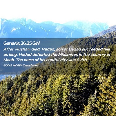 Picture 02 - Genesis 36:35 GW - After Husham died, Hadad, son of Bedad succeeded - Bible Verse Picture